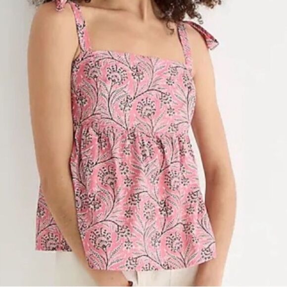 J. Crew Collection Tie-Shoulder Tank Top Women's 4 Ratti Coral Vines BK818 - Picture 9 of 9